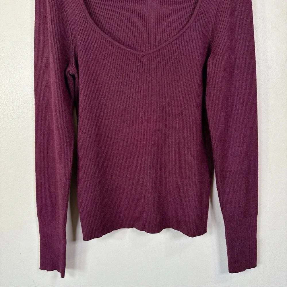 Halogen Womens Size 1X Ribbed Heart Neck Soft Long Sleeve Sweater